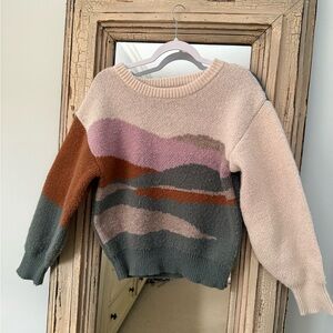 Universal Thread Cream and Pink Crew Neck Sweater